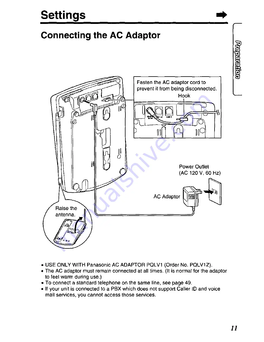 Panasonic KX-TC1721B - Specialized 2 Line 900 MHZ Phone Operating Instructions Manual Download Page 11