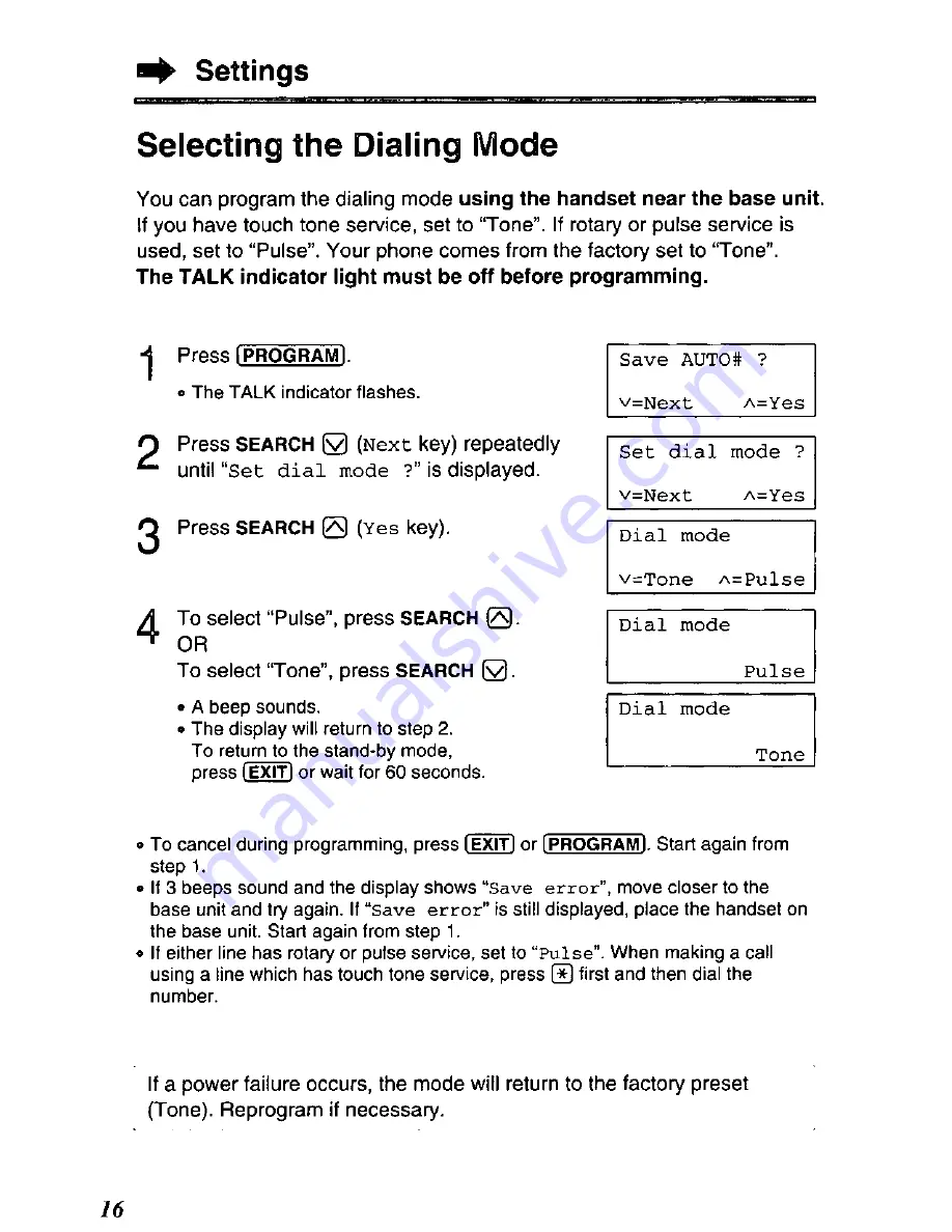 Panasonic KX-TC1721B - Specialized 2 Line 900 MHZ Phone Operating Instructions Manual Download Page 16