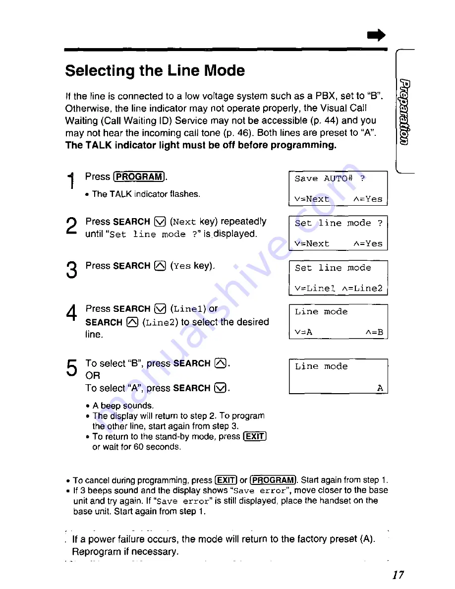 Panasonic KX-TC1721B - Specialized 2 Line 900 MHZ Phone Operating Instructions Manual Download Page 17