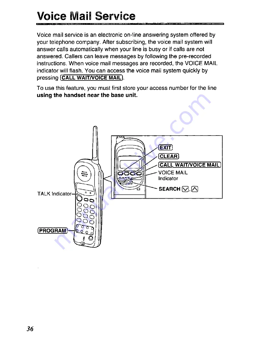 Panasonic KX-TC1721B - Specialized 2 Line 900 MHZ Phone Скачать руководство пользователя страница 36