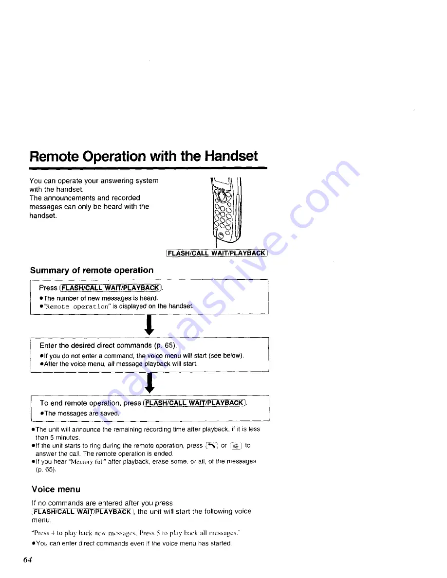 Panasonic KX-TC1733B Operating Instructions Manual Download Page 64