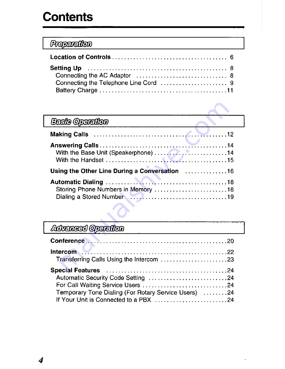 Panasonic KX-TC280B User Manual Download Page 4