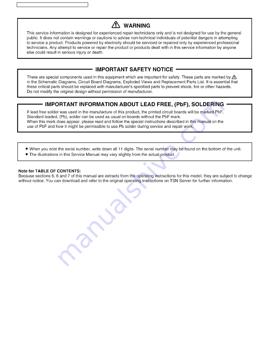 Panasonic KX-TG1032S Service Manual Download Page 2