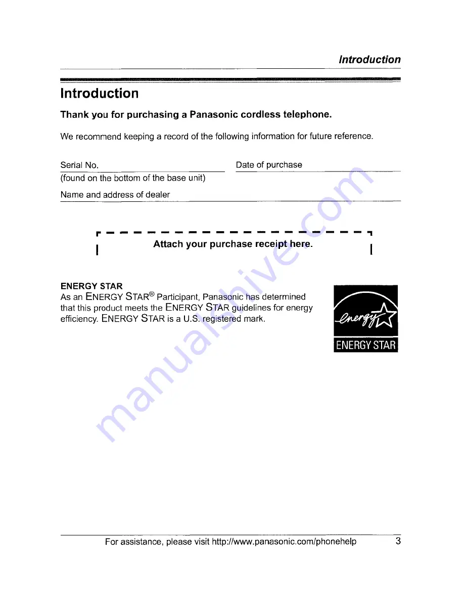 Panasonic KX-TG2620 Operating Instructions Manual Download Page 3