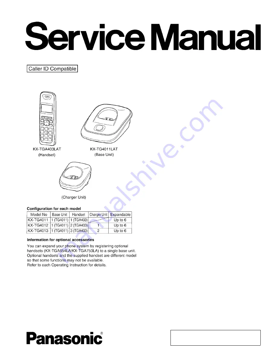 Panasonic KX-TG4011LAT Service Manual Download Page 1