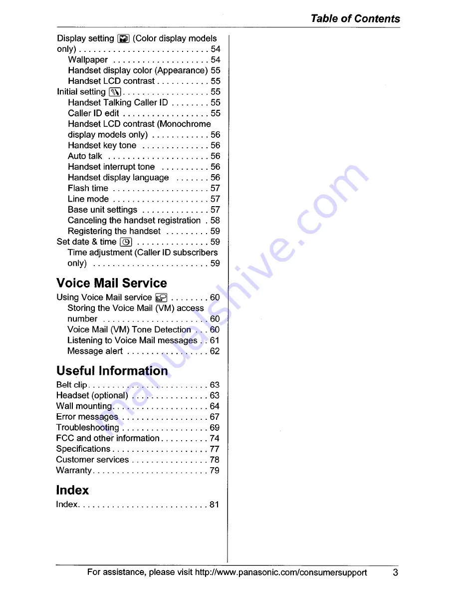 Panasonic KX-TG5561 Operating Instructions Manual Download Page 3