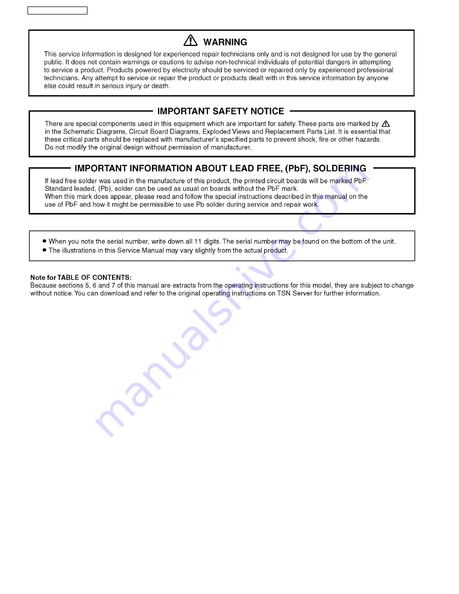 Panasonic KX-TG6313S - Cordless Phone - Pearl Service Manual Download Page 2