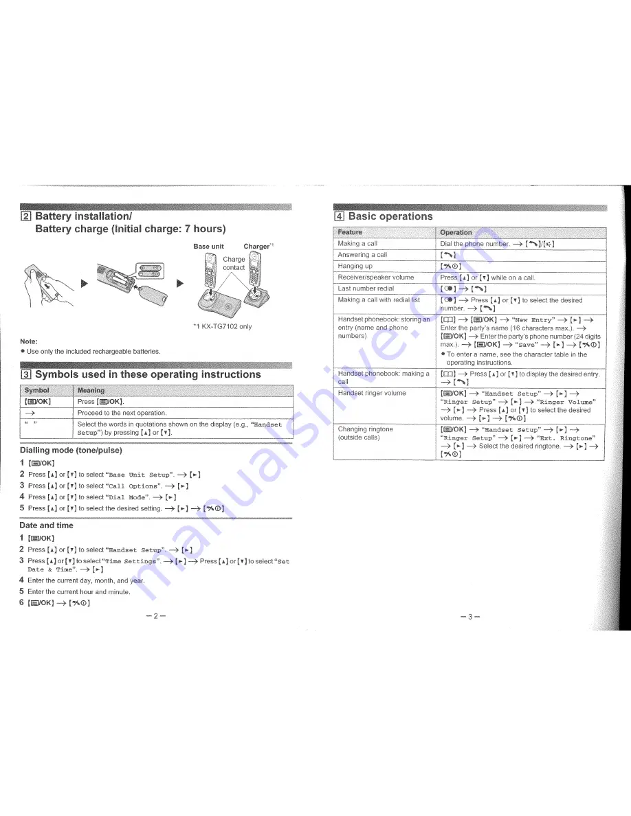 Panasonic KX-TG7100HK Скачать руководство пользователя страница 3