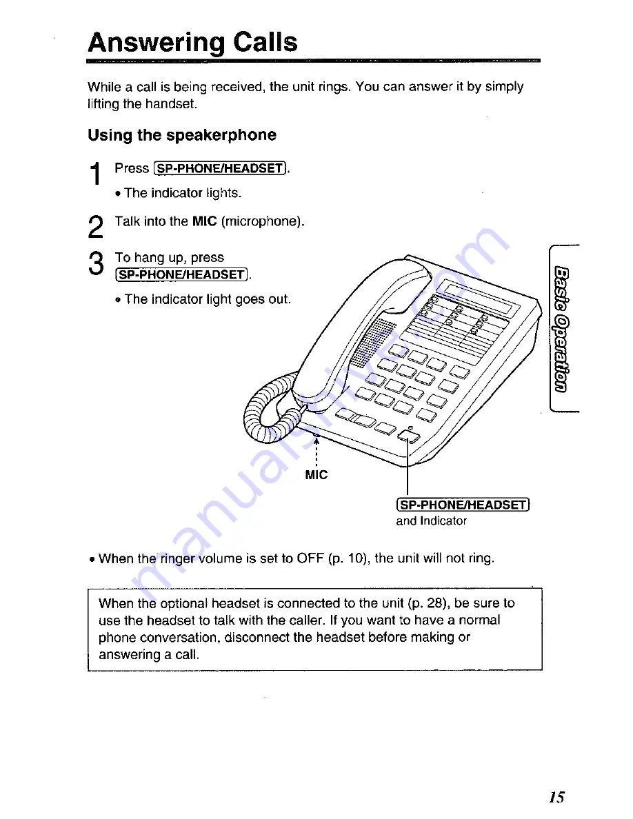 Panasonic KX-TS17W User Manual Download Page 15