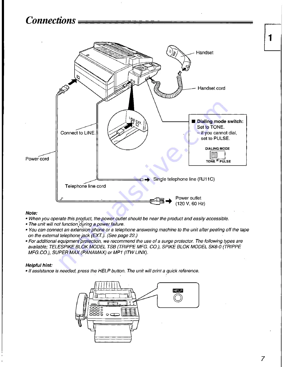 Panasonic KXF1000 - FAX Operating Instructions Manual Download Page 7