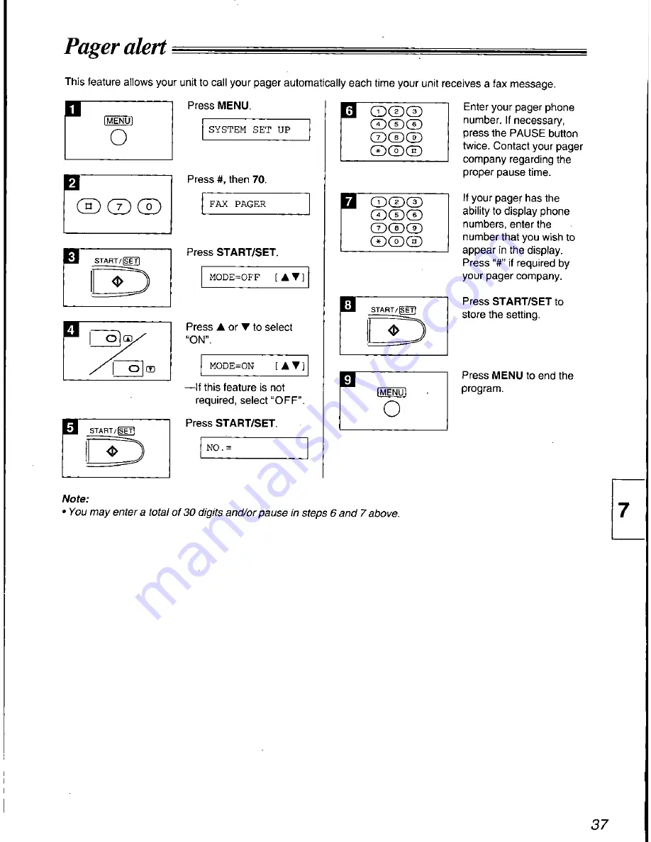 Panasonic KXF1000 - FAX Operating Instructions Manual Download Page 37