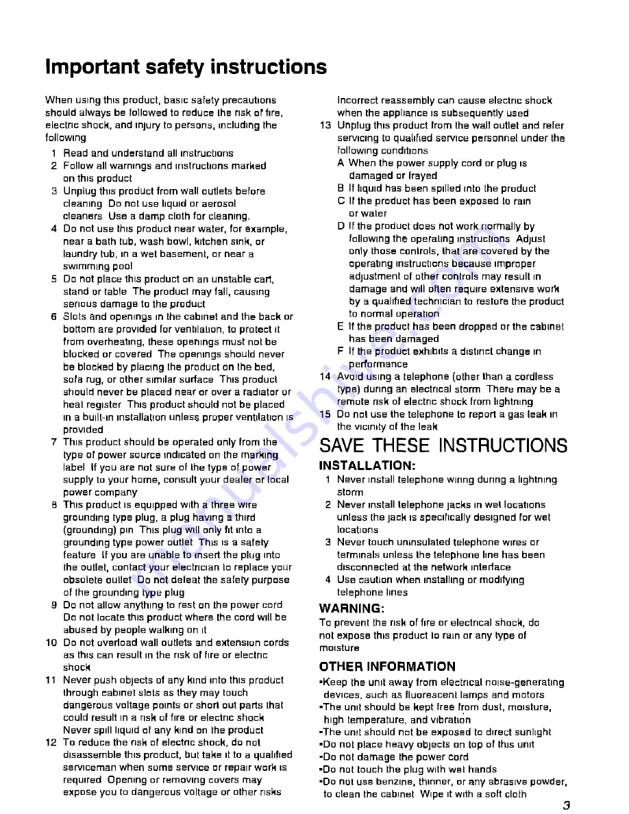 Panasonic KXF1050 - FAX Operating Instructions Manual Download Page 3