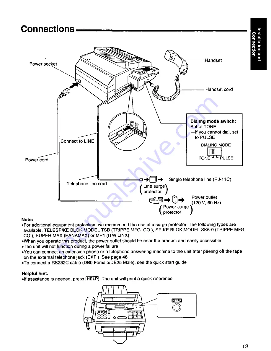 Panasonic KXF1050 - FAX Operating Instructions Manual Download Page 13