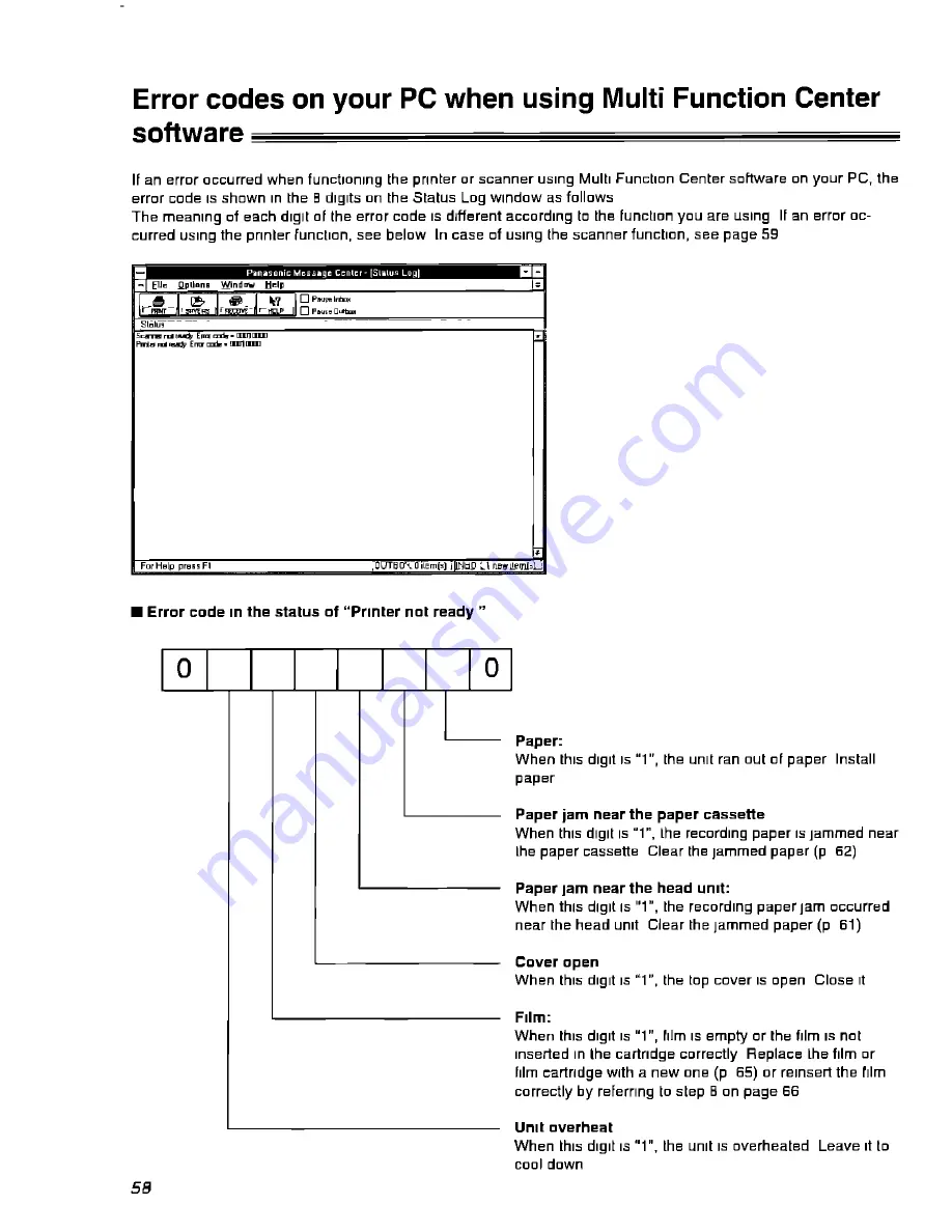 Panasonic KXF1050 - FAX Operating Instructions Manual Download Page 58