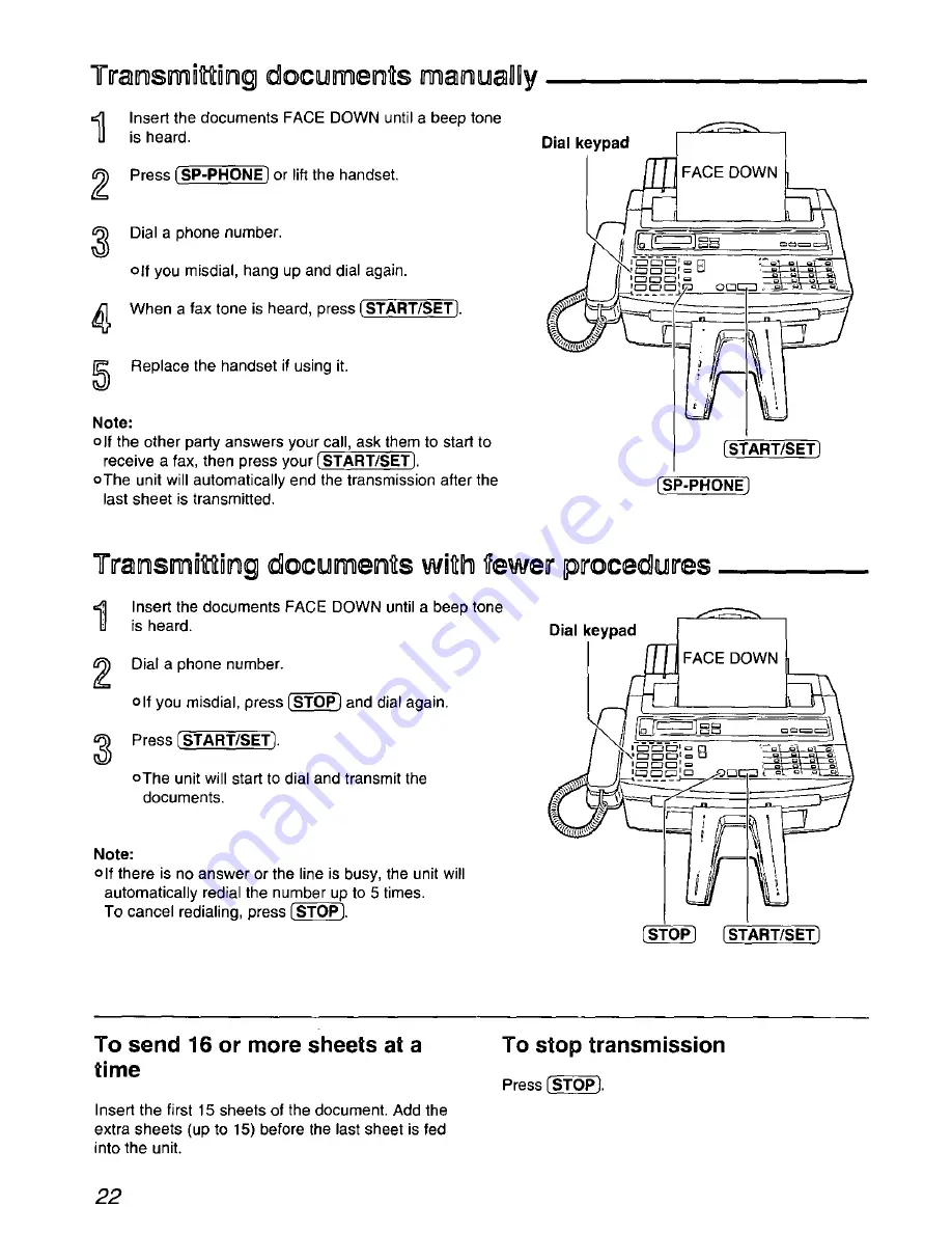 Panasonic KXF1600 - MFD FAX PRINTER Operating Instructions Manual Download Page 22