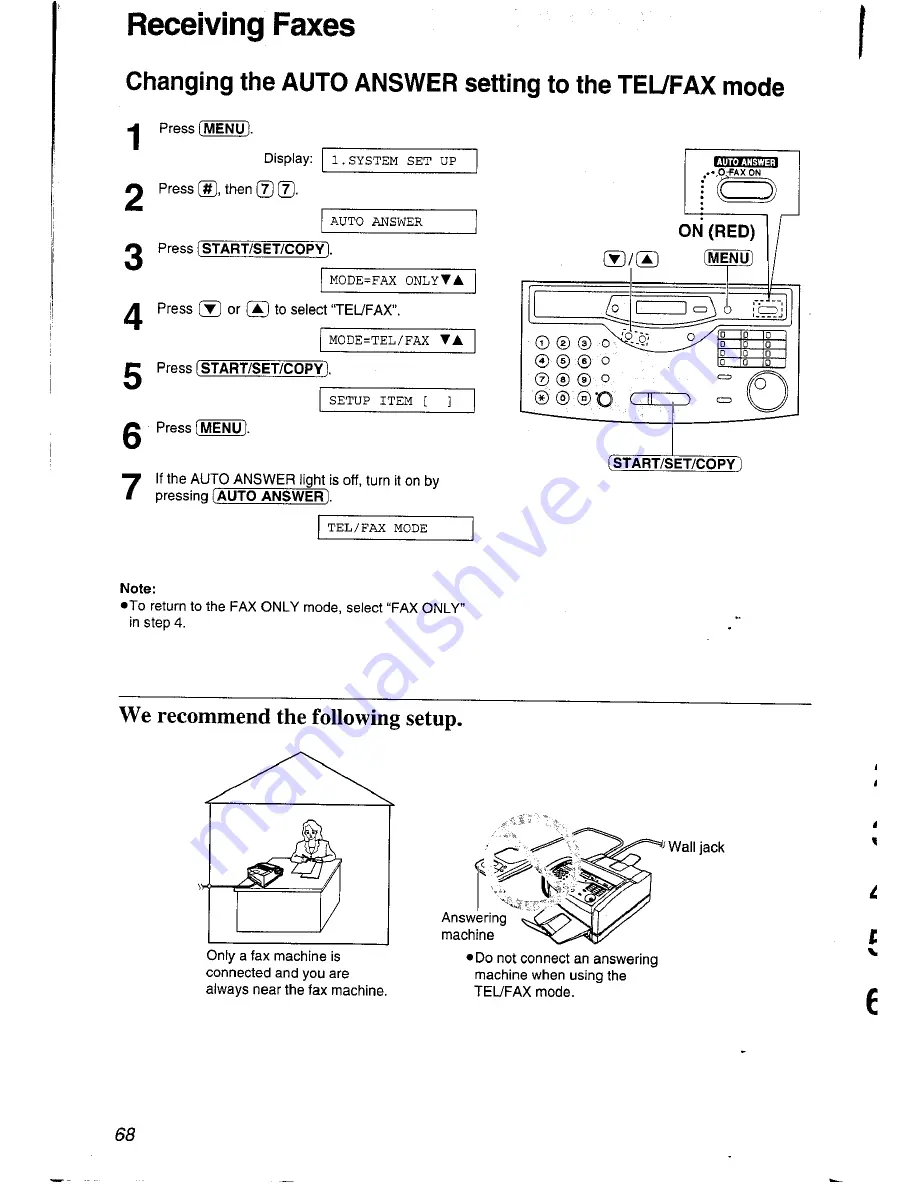 Panasonic KXFLM600AL Operating Instructions Manual Download Page 68