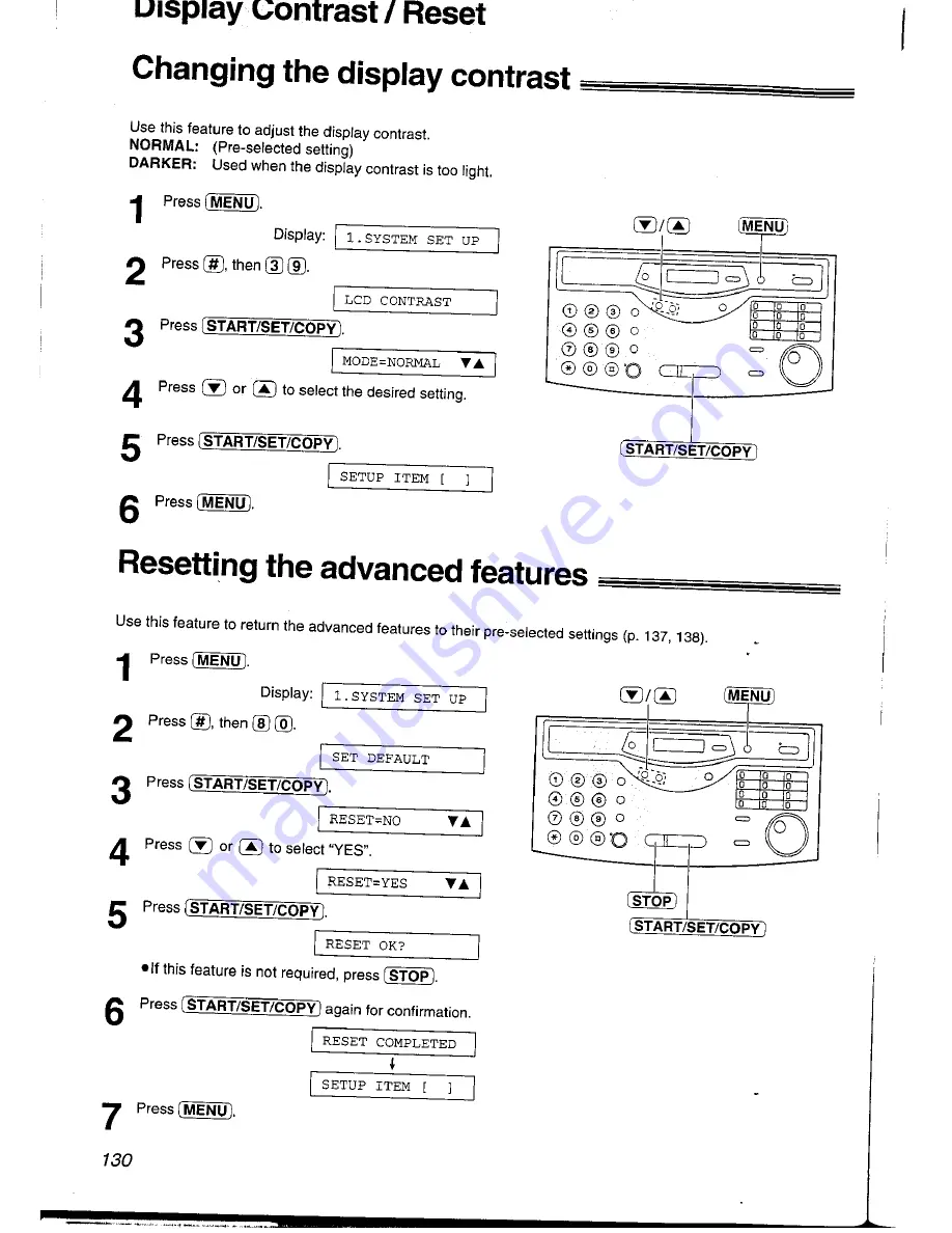 Panasonic KXFLM600AL Operating Instructions Manual Download Page 130