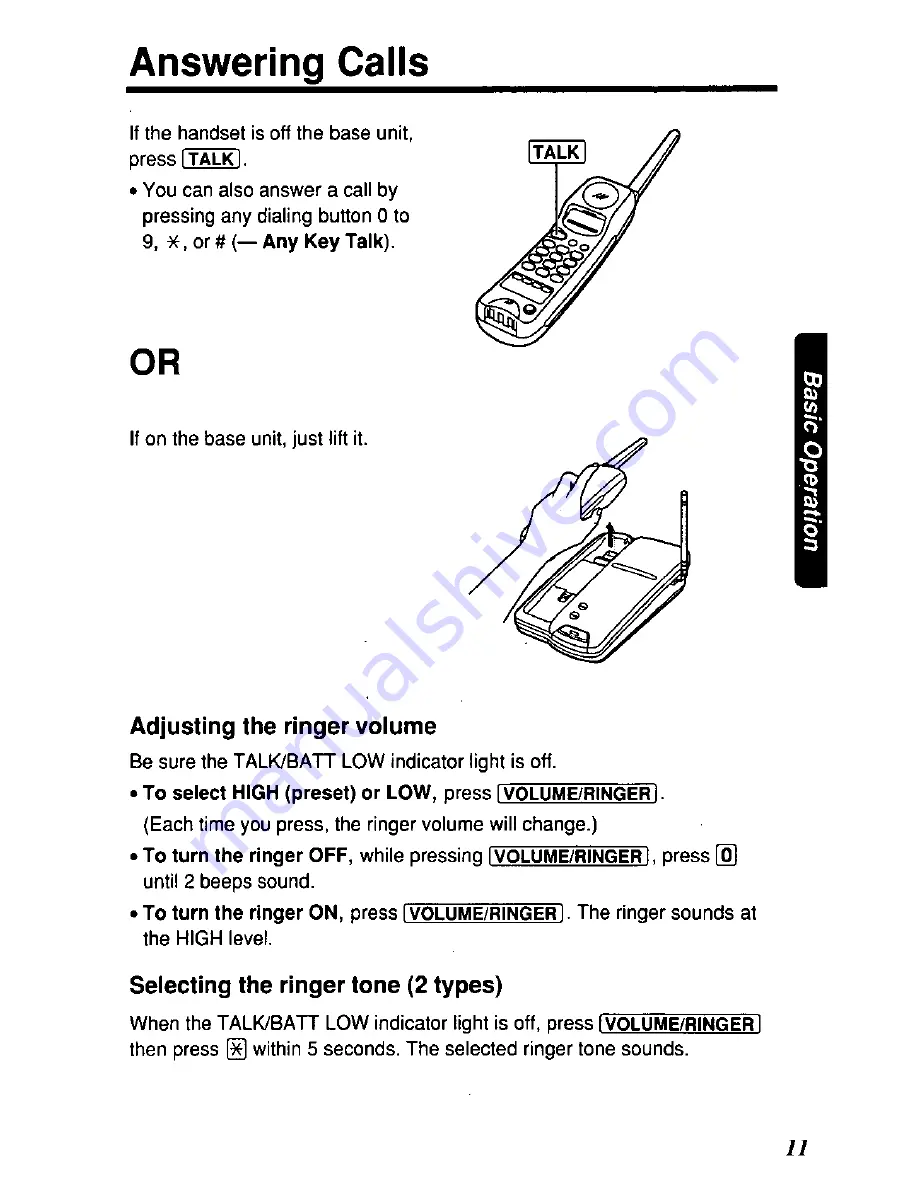 Panasonic KXTC909B - CORDLESS 900 ANALOG User Manual Download Page 11