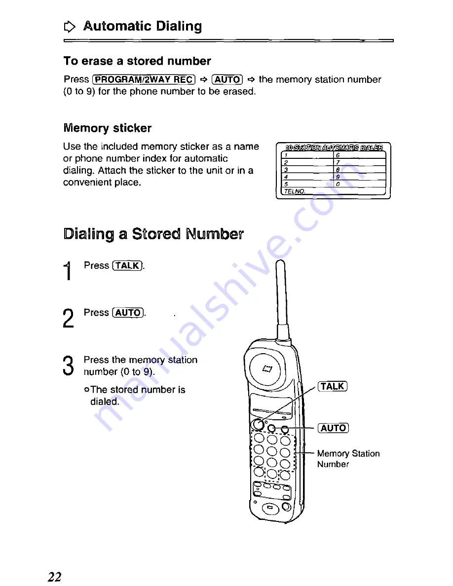 Panasonic KXTCM415B - CORDLES/ANS MAC/HYBR Скачать руководство пользователя страница 22