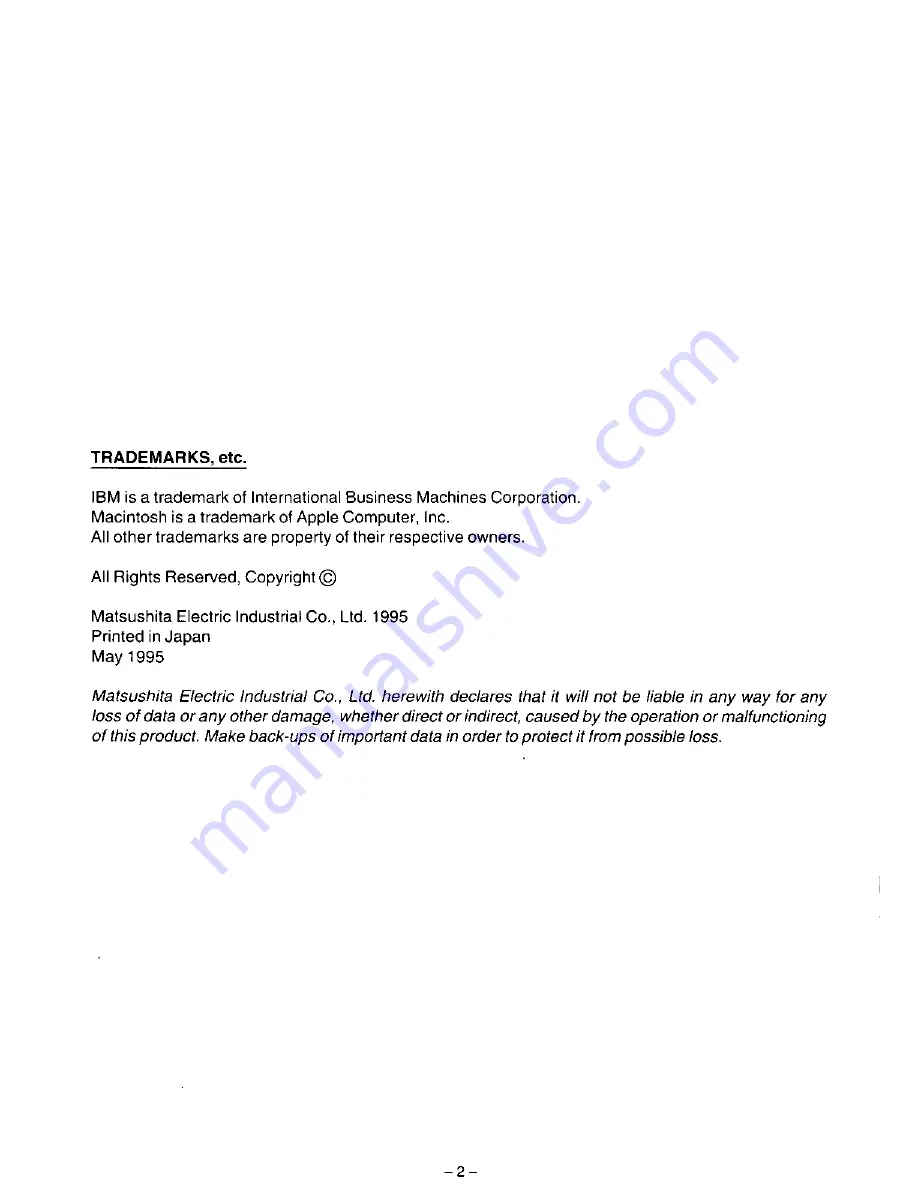 Panasonic LF-1004AB Instruction Manual Download Page 2