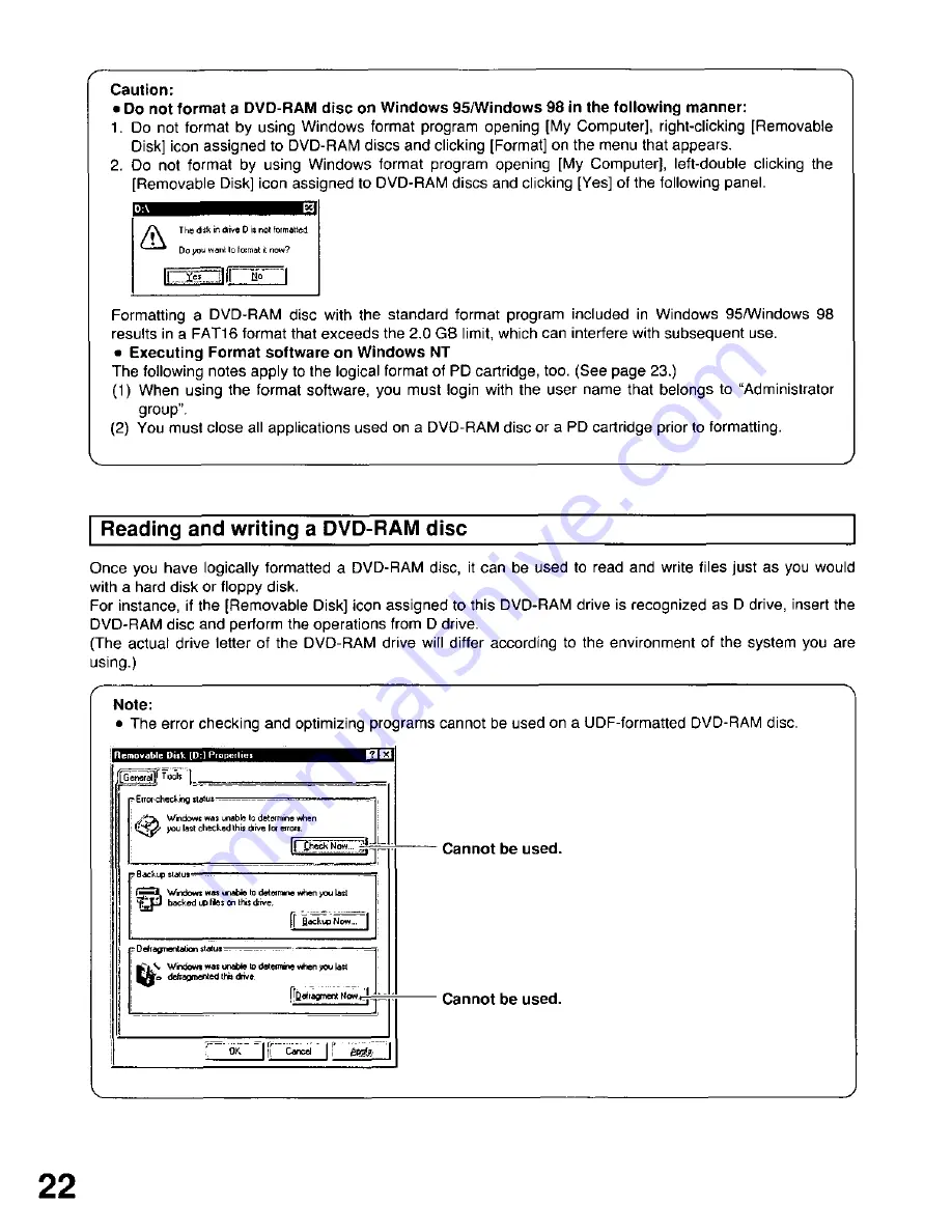 Panasonic LF-D102U Operating Instructions Manual Download Page 22