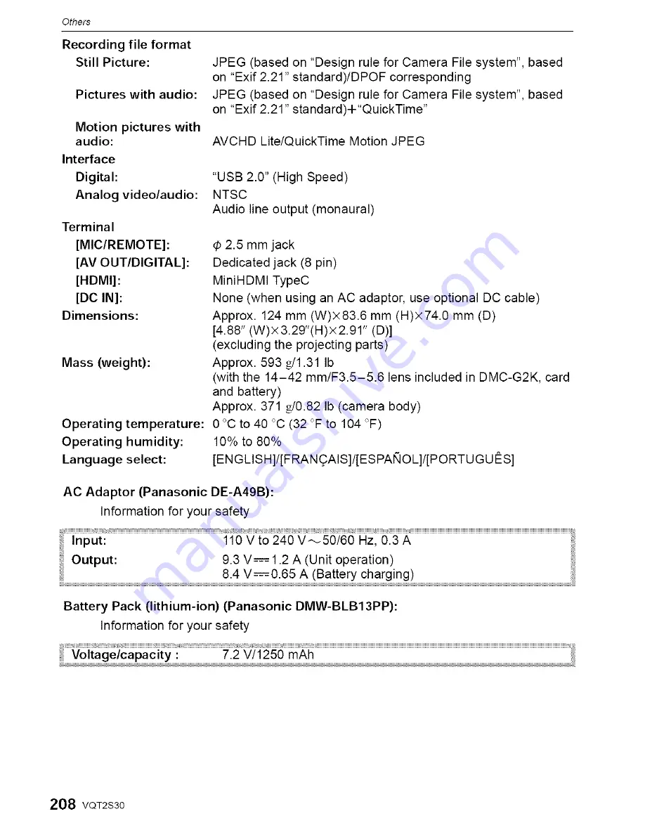 Panasonic Lumix DMC-G2K Operating Instructions Manual Download Page 66