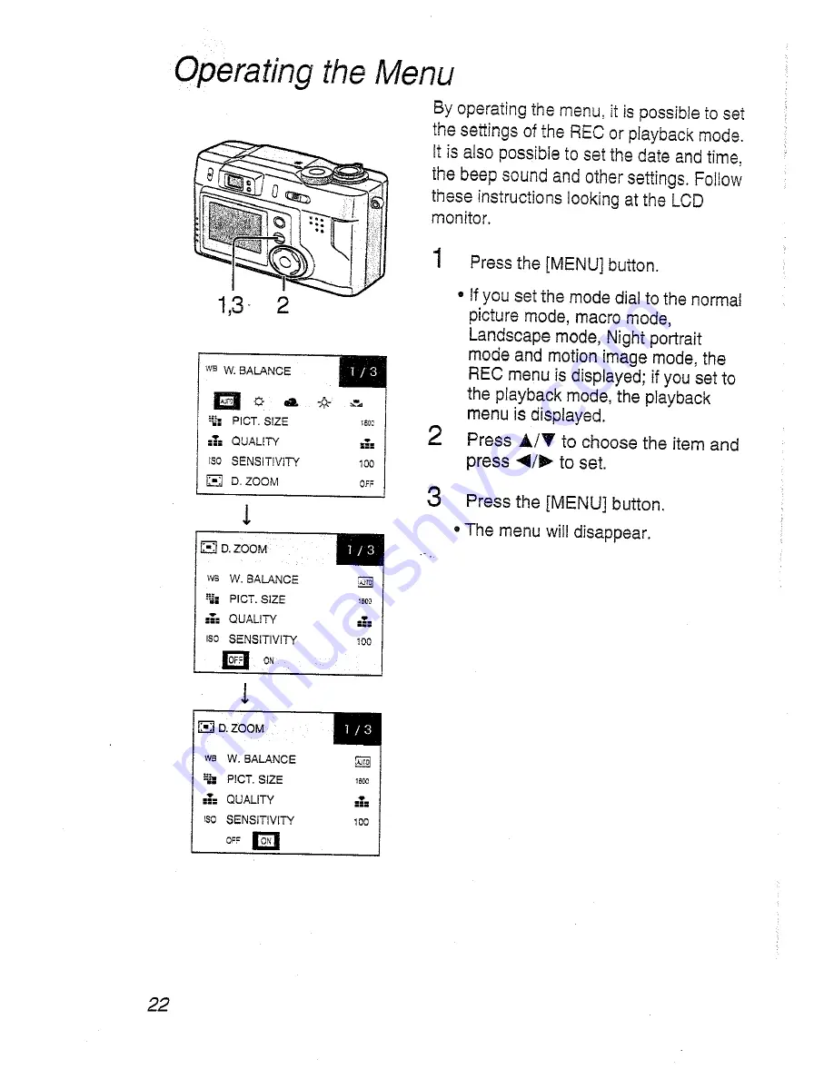 Panasonic Lumix DMC-LC20EN Operating Instructions Manual Download Page 22