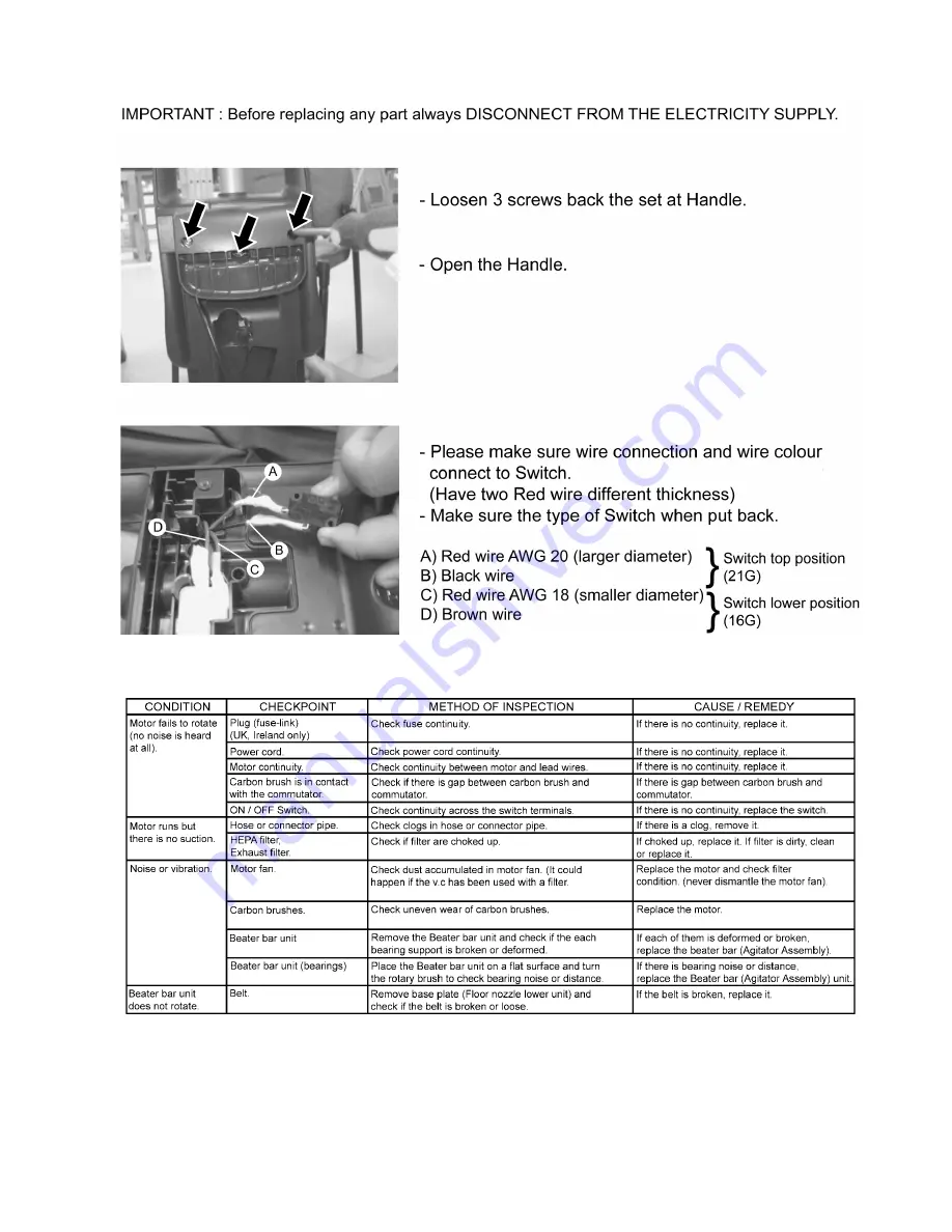 Panasonic mc-ul592 Service Manual Download Page 12