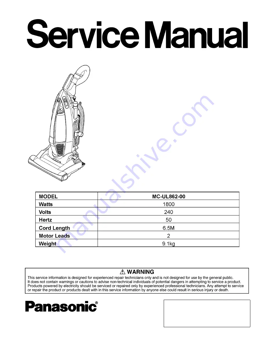 Panasonic MC-UL862-00 Скачать руководство пользователя страница 1