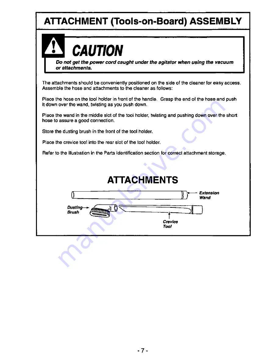 Panasonic MCV5117 - UPRIGHT VACUUM-QKDR Operating Instructions Manual Download Page 7