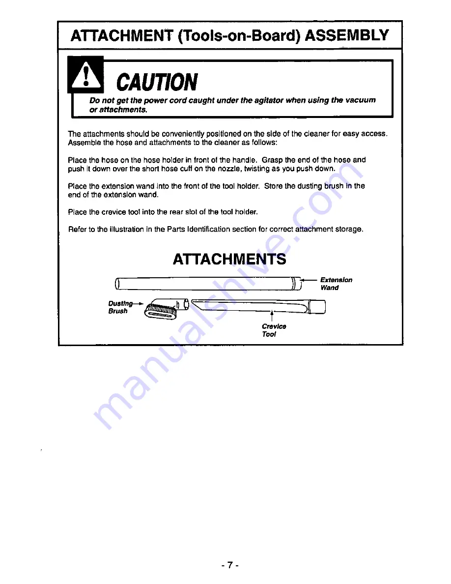 Panasonic MCV5320 - UPRIGHT VACUUM-QKDR Operating Instructions Manual Download Page 7