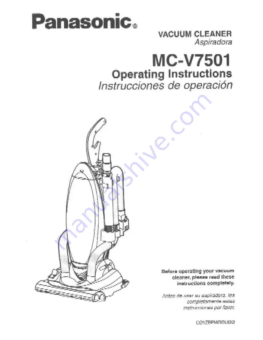 Panasonic MCV7501 - UPRIGHT VACUUM Operating Instructions Manual Download Page 1