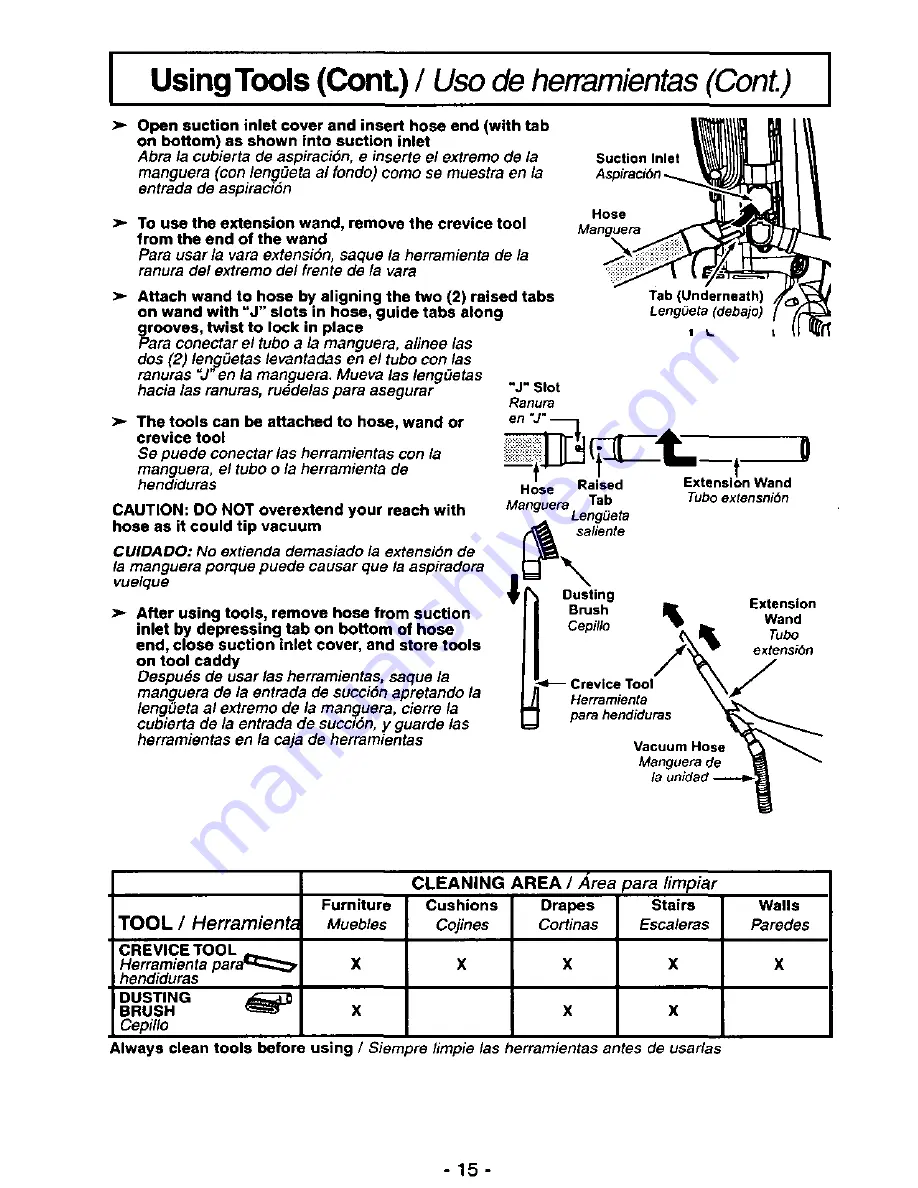 Panasonic MCV7571 - UPRIGHT VACUUM Operating Instructions Manual Download Page 15