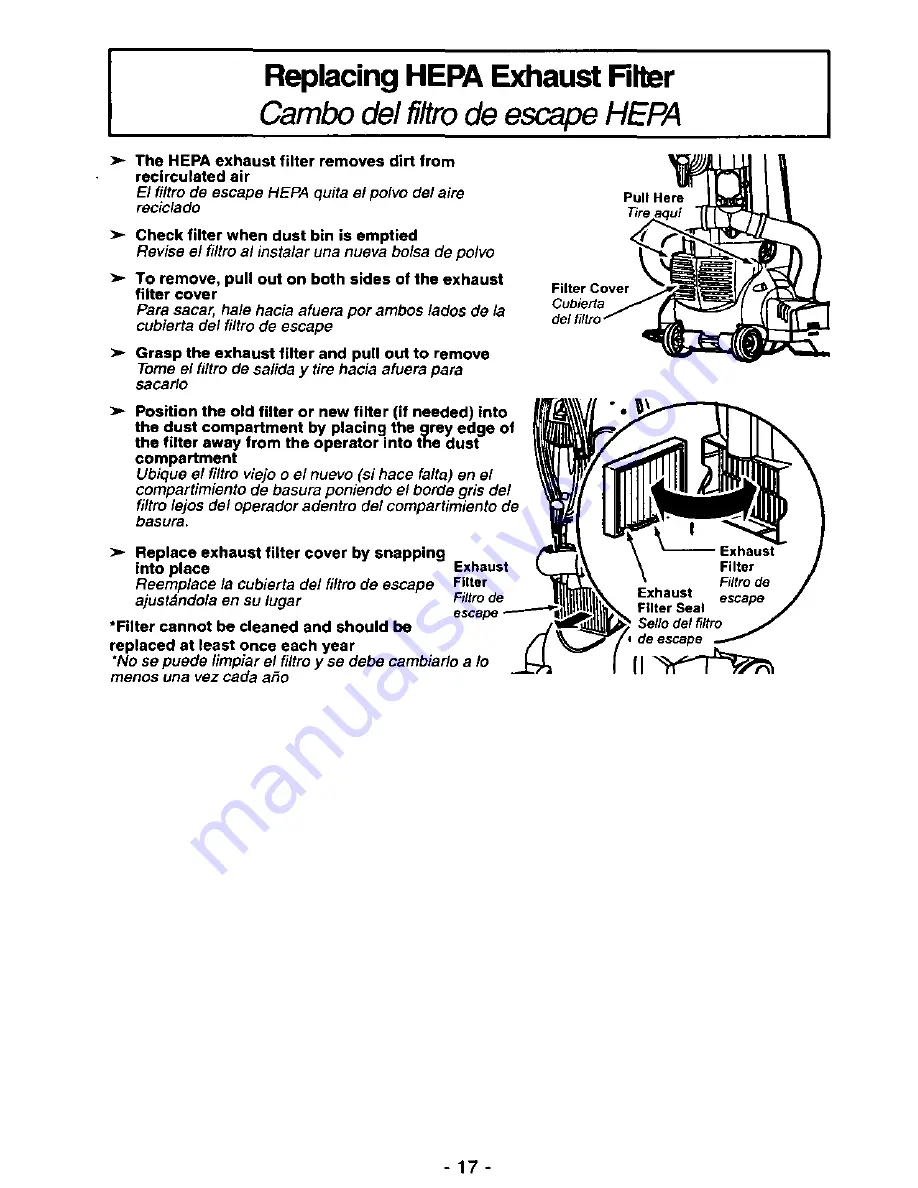 Panasonic MCV7571 - UPRIGHT VACUUM Operating Instructions Manual Download Page 17