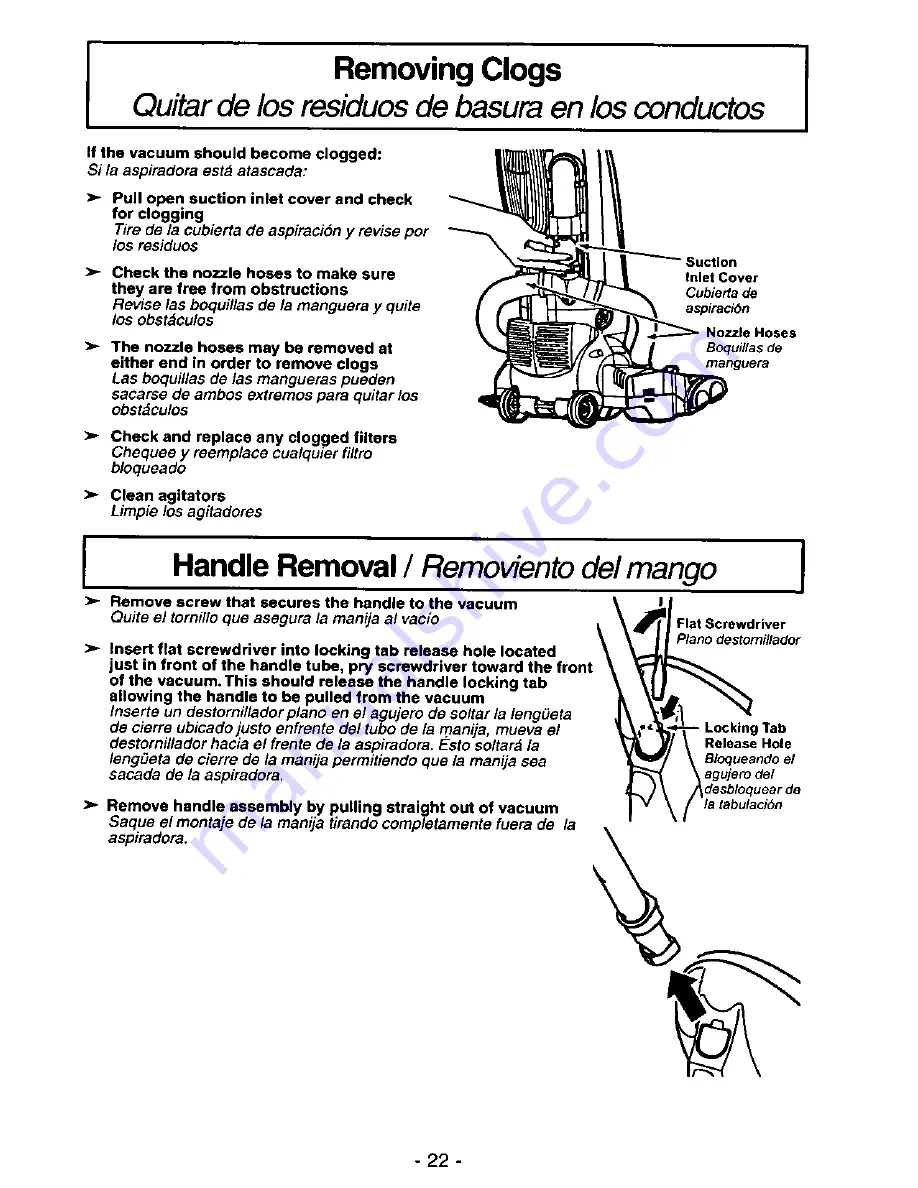 Panasonic MCV7571 - UPRIGHT VACUUM Operating Instructions Manual Download Page 22