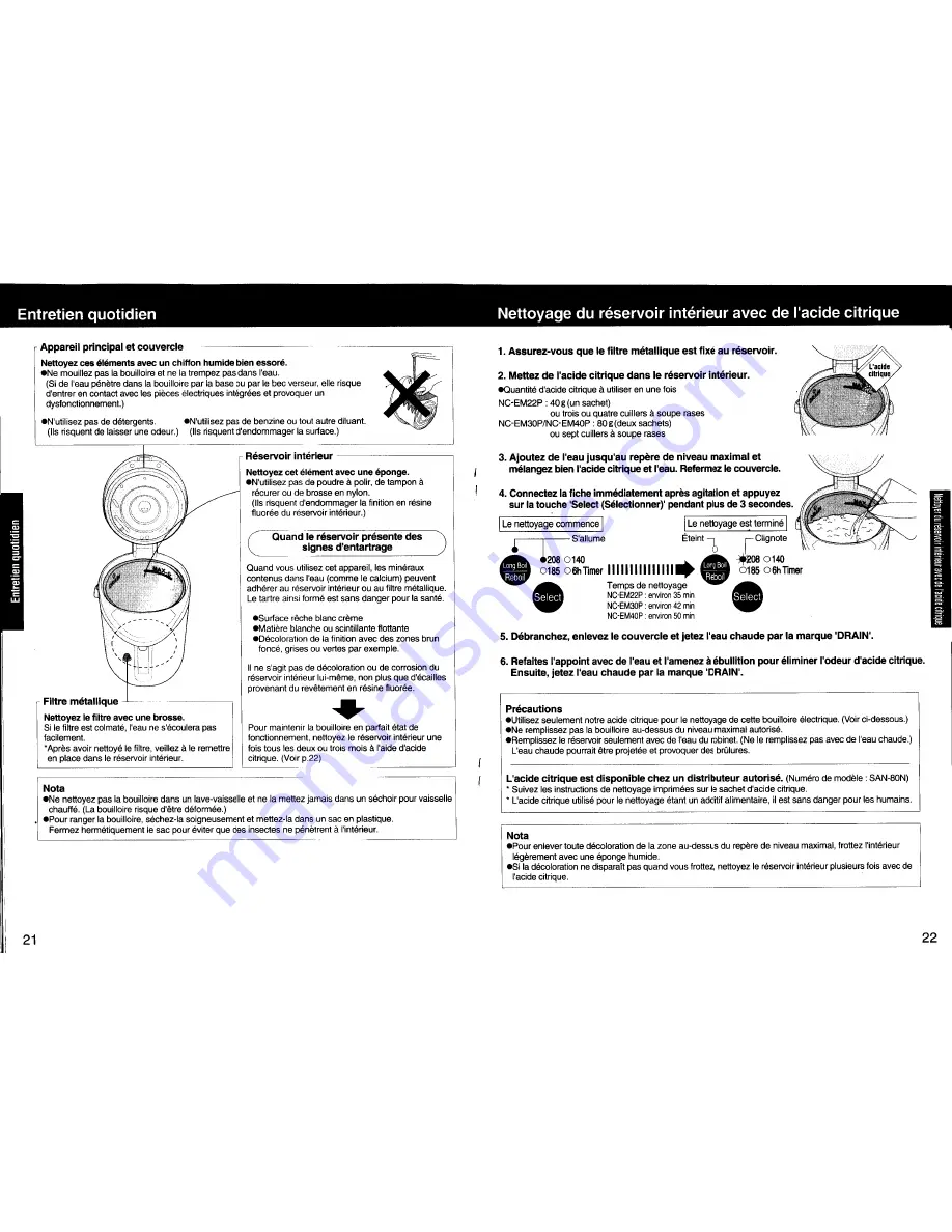 Panasonic NC-EM22P Operating Instructions Manual Download Page 12