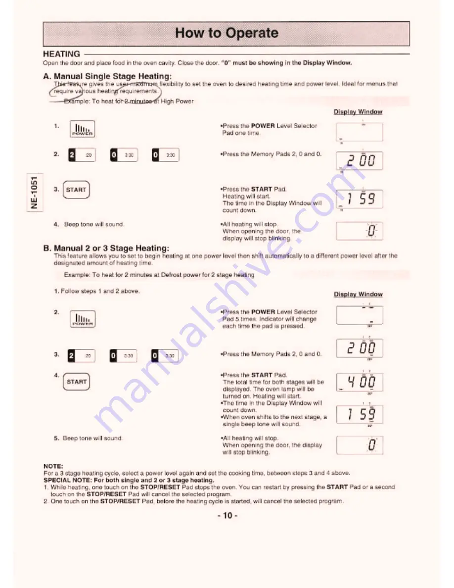 Panasonic NE1021 - COMMERCIAL MICROWAVE Operating Instructions Manual Download Page 10