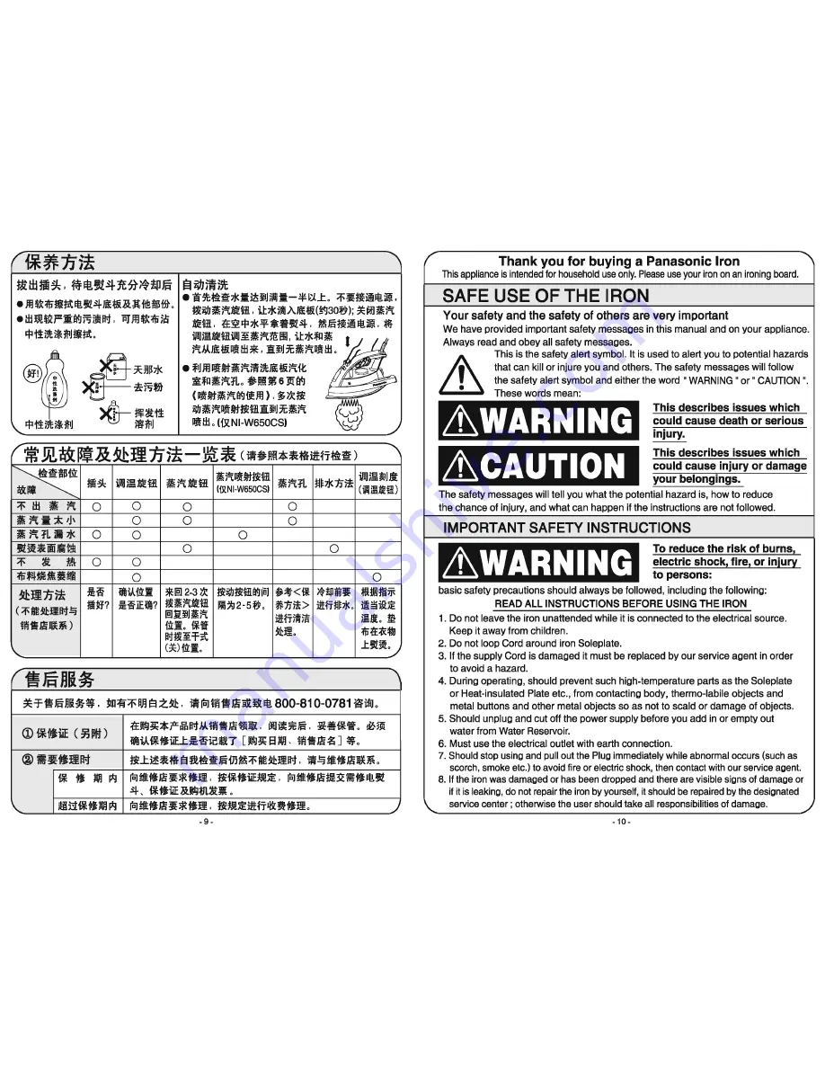 Panasonic NI-W650CS Operating Instructions Manual Download Page 5