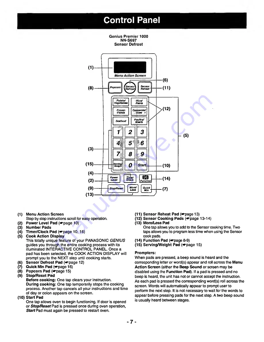 Panasonic NN-3697 Скачать руководство пользователя страница 9