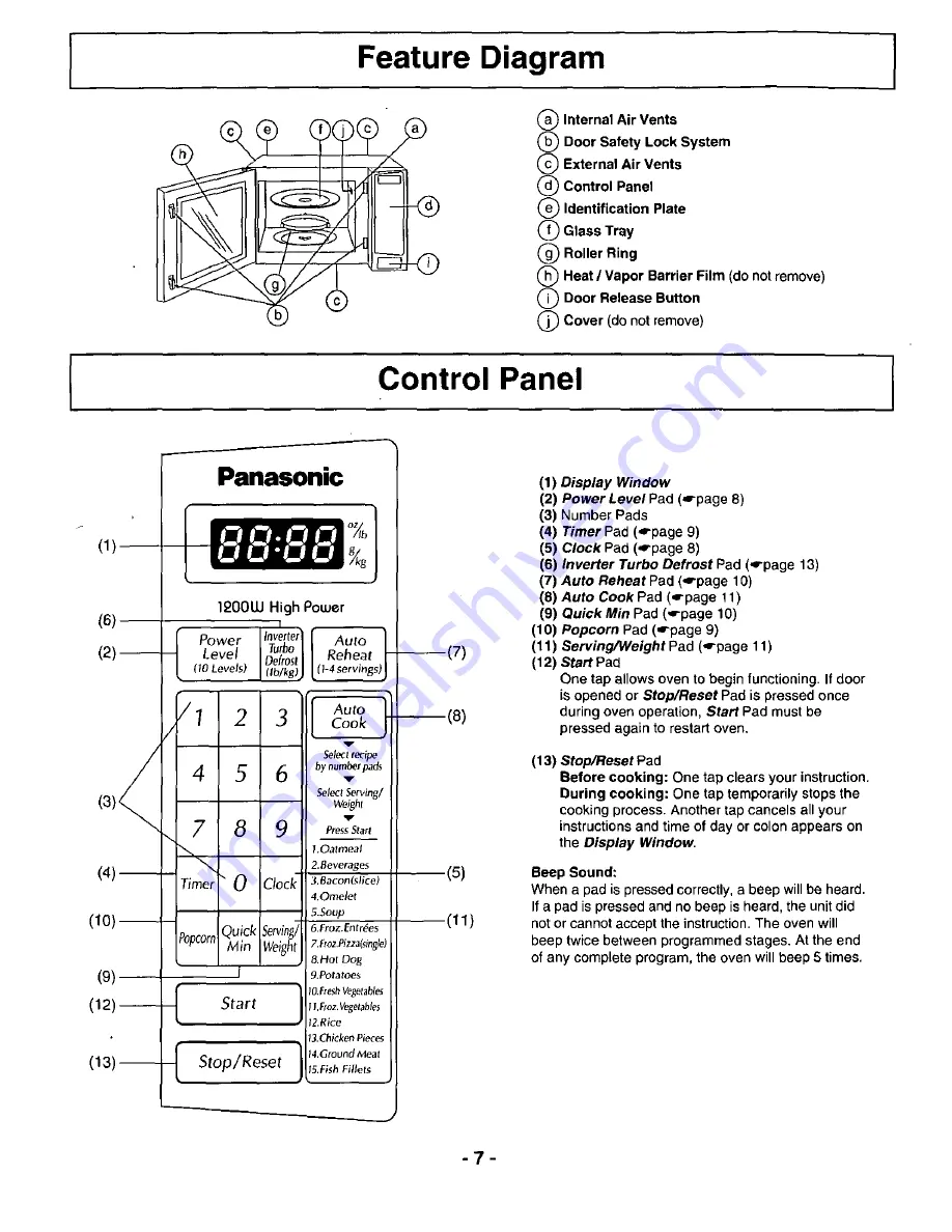 Panasonic NN-L731 Operating Instructions Manual Download Page 9