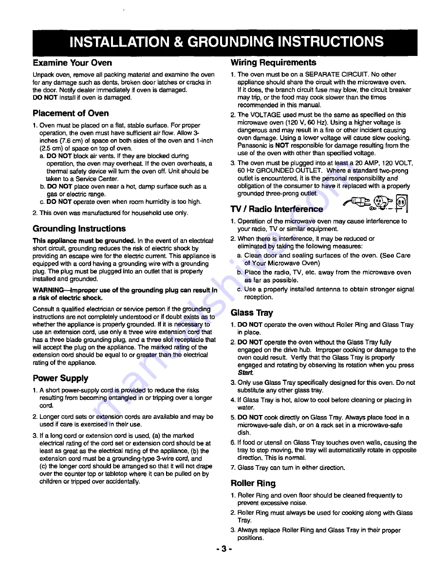 Panasonic NN-L930 Operating Instructions Manual Download Page 5