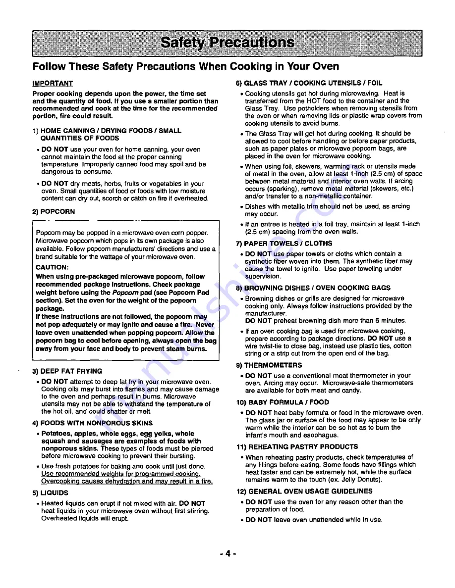 Panasonic NN-L930 Operating Instructions Manual Download Page 6