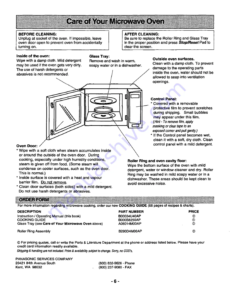 Panasonic NN-L930 Operating Instructions Manual Download Page 8