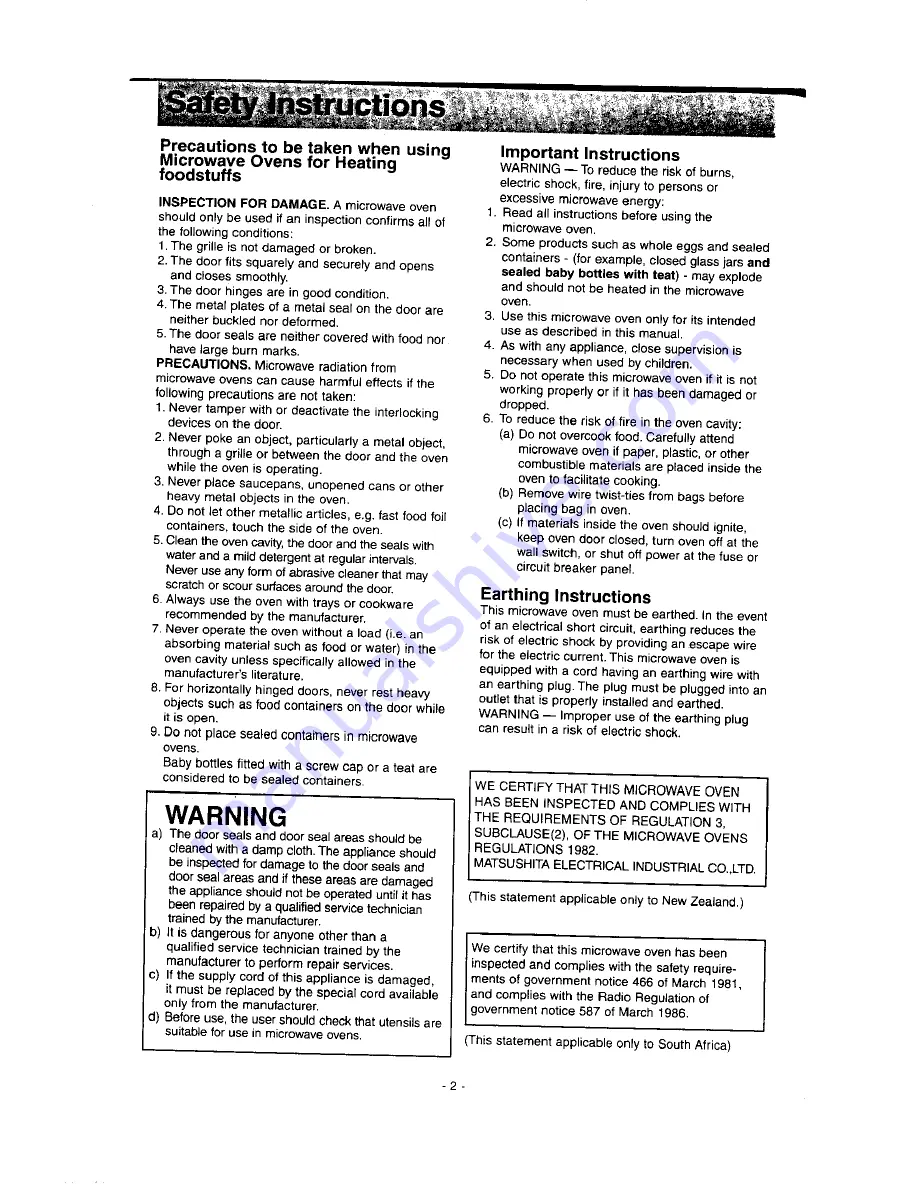 Panasonic NN-S546 Operation Manual & Cookbook Download Page 4