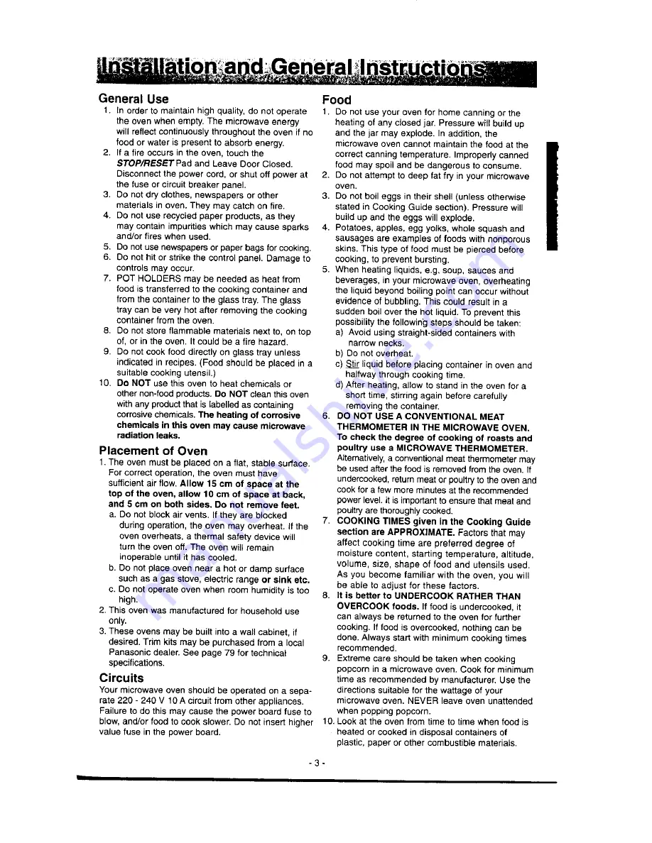 Panasonic NN-S546 Operation Manual & Cookbook Download Page 5