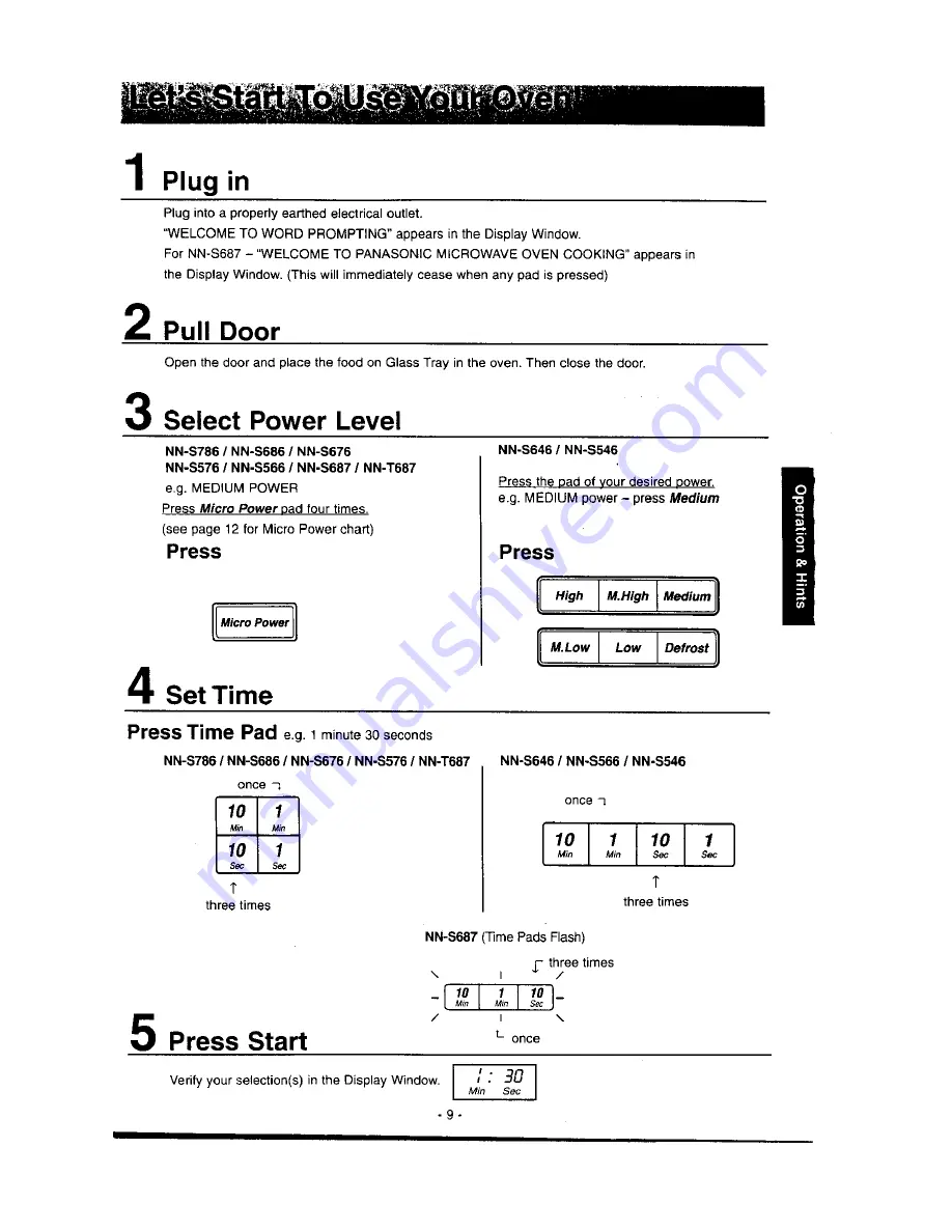 Panasonic NN-S546 Operation Manual & Cookbook Download Page 11