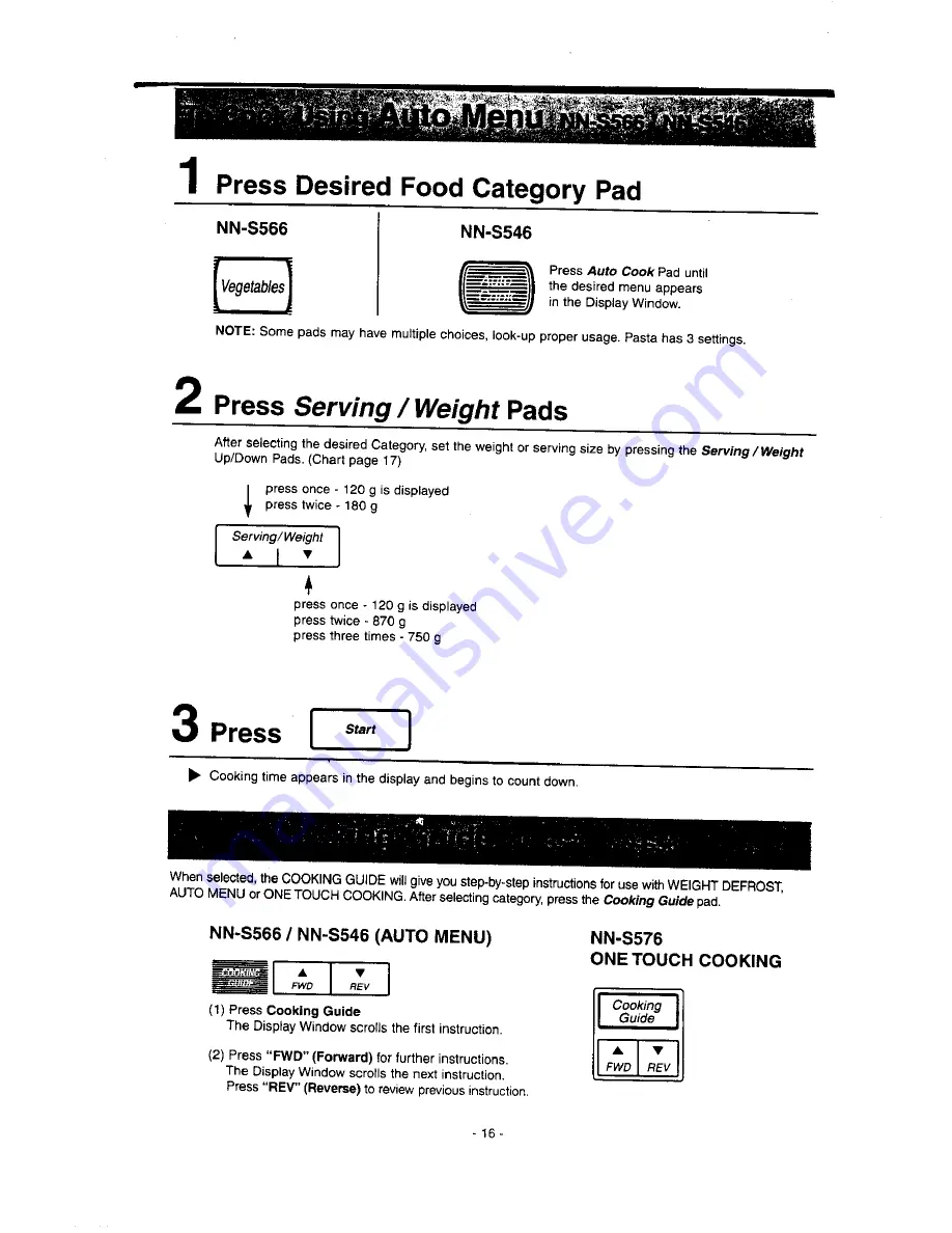 Panasonic NN-S546 Operation Manual & Cookbook Download Page 18