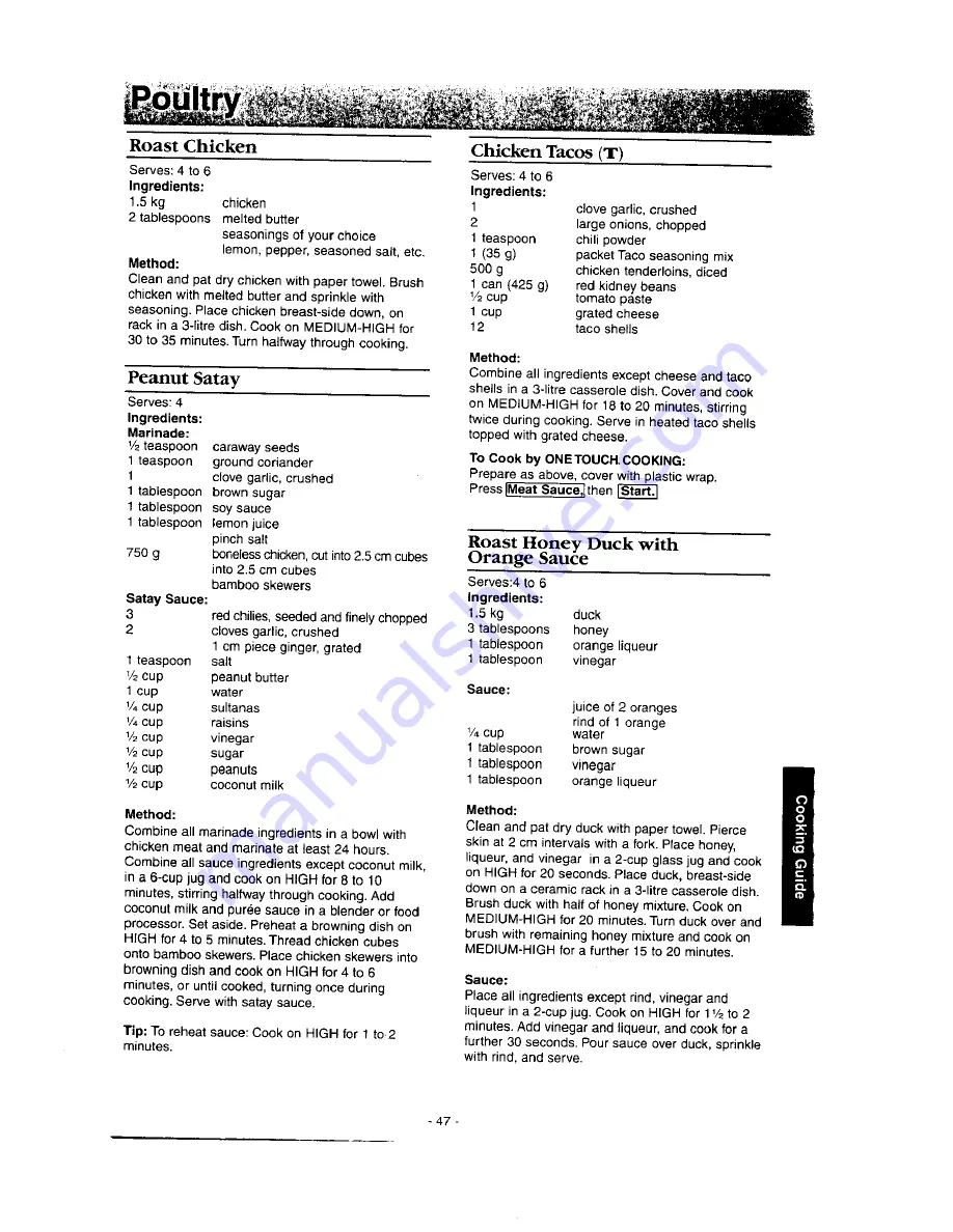 Panasonic NN-S546 Operation Manual & Cookbook Download Page 49