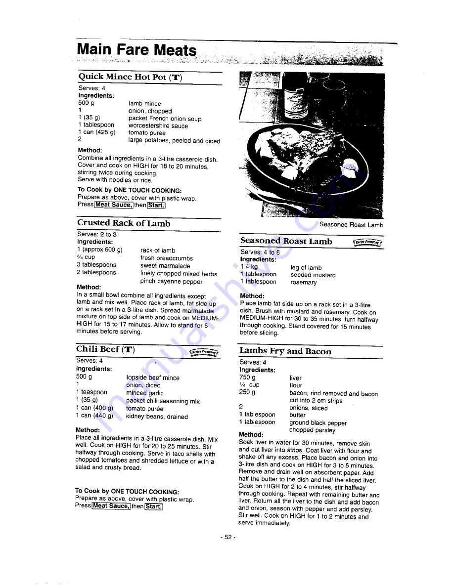 Panasonic NN-S546 Operation Manual & Cookbook Download Page 54