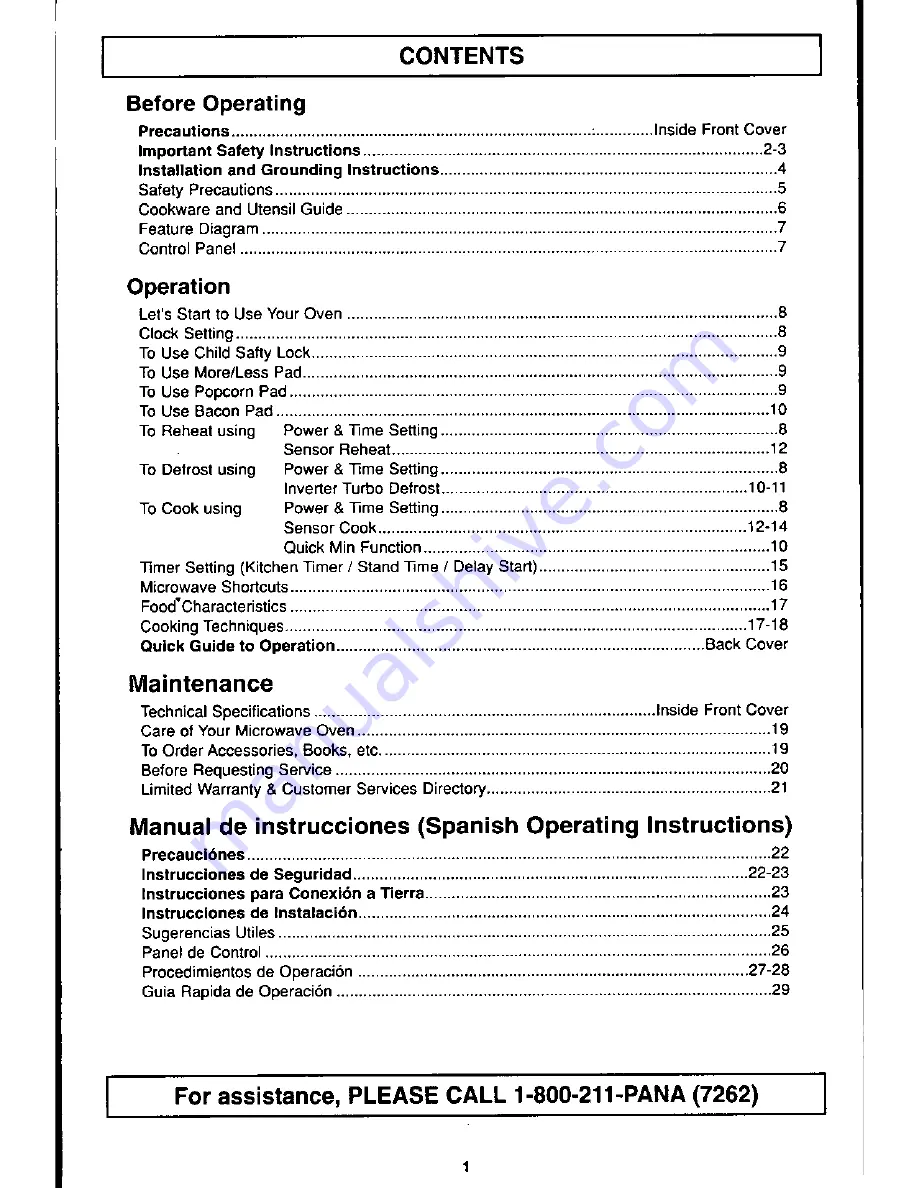 Panasonic NN-S562 Operating Instructions Manual Download Page 3